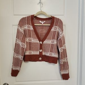 Orange plaid cropped cardigan